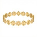 PYARI 18K Gold Plated Floral Cuff Bangle Bracelet