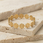 PYARI 18K Gold Plated Floral Cuff Bangle Bracelet - Image 4