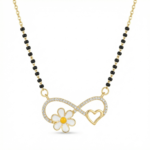 PYARI 18K Gold Plated Heart Flower American Diamond Pendant Mangalsutra